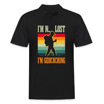 Geocaching nicht verloren Ich bin Geocaching - Männer Poloshirt - Schwarz - Vorne - Kai (181cm)
