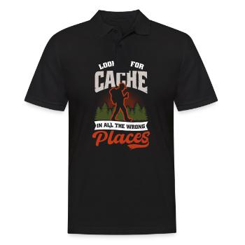 Geocaching Looking For Cache In All Wrong Places - Men's Polo Shirt - black - Front - Kai (181cm)