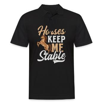 Horse Lover Horses Keep Me Stable - Men's Polo Shirt - black - Front - Kai (181cm)