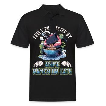 Easily distracted by Anime Ramen or Cats - Männer Poloshirt - Schwarz - Vorne - Kai (181cm)