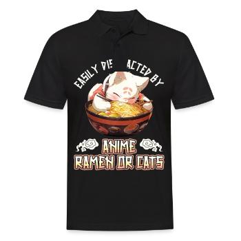 Easily distracted by Anime Ramen or Cats - Männer Poloshirt - Schwarz - Vorne - Kai (181cm)