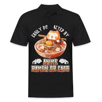 Easily distracted by Anime Ramen or Cats - Männer Poloshirt - Schwarz - Vorne - Kai (181cm)
