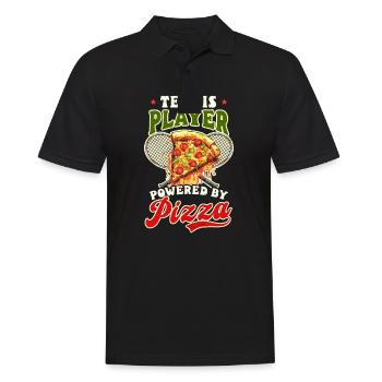 Tennisspieler Tennisspieler von Pizza - Männer Poloshirt - Schwarz - Vorne - Kai (181cm)