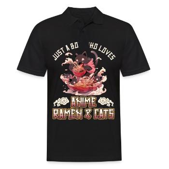 Juste un garçon qui aime les ramen et les chats d’anime - Polo Homme - noir - Devant - Kai (181cm)