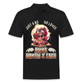Juste un garçon qui aime les ramen et les chats d’anime - Polo Homme - noir - Devant - Kai (181cm)