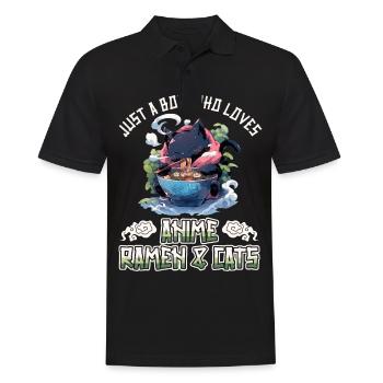 Juste un garçon qui aime les ramen et les chats d’anime - Polo Homme - noir - Devant - Kai (181cm)