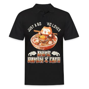 Juste un garçon qui aime les ramen et les chats d’anime - Polo Homme - noir - Devant - Kai (181cm)