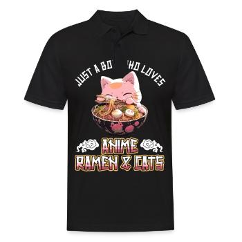 Juste un garçon qui aime les ramen et les chats d’anime - Polo Homme - noir - Devant - Kai (181cm)