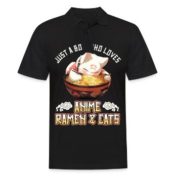 Juste un garçon qui aime les ramen et les chats d’anime - Polo Homme - noir - Devant - Kai (181cm)