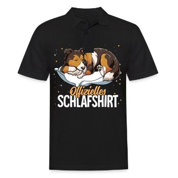 Offizielles Schlafshirt Shetland Sheepdog - Männer Poloshirt - Schwarz - Vorne - Kai (181cm)