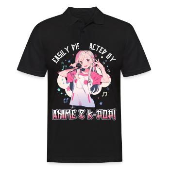 Easily distracted by Anime and K-Pop - Men's Polo Shirt - black - Front - Kai (181cm)