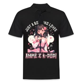 Juste un garçon qui aime l’anime et la K-Pop - Polo Homme - noir - Devant - Kai (181cm)