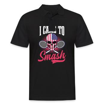 Badmintonspieler, den ich kam, um die amerikanische Flagge zu zertrümmern - Männer Poloshirt - Schwarz - Vorne - Kai (181cm)