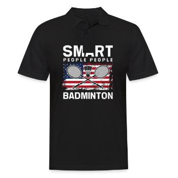 Badmintonspieler Smart People Amerikanische Flagge - Männer Poloshirt - Schwarz - Vorne - Kai (181cm)