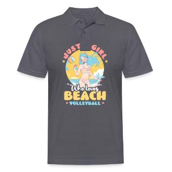 Une fille de volleyball de plage aime le volleyball de plage - Polo Homme - charbon - Devant - Nico (186cm)