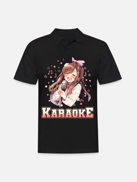 Filles Manga Anime Karaoké - Polo Homme - noir