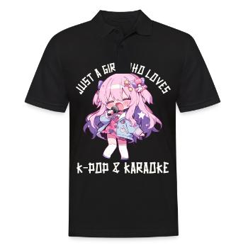 Juste une fille qui aime l’anime K-Pop et le karaoké - Polo Homme - noir - Devant - Kai (181cm)