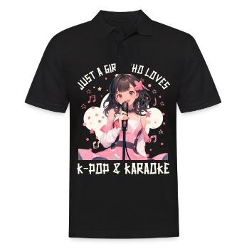 Juste une fille qui aime l’anime K-Pop et le karaoké - Polo Homme - noir - Devant - Kai (181cm)