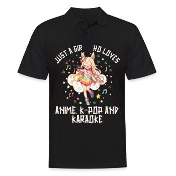 Juste une fille qui aime l’anime K-Pop et le karaoké - Polo Homme - noir - Devant - Kai (181cm)