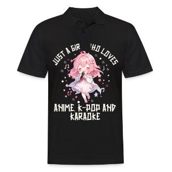 Juste une fille qui aime l’anime K-Pop et le karaoké - Polo Homme - noir - Devant - Kai (181cm)