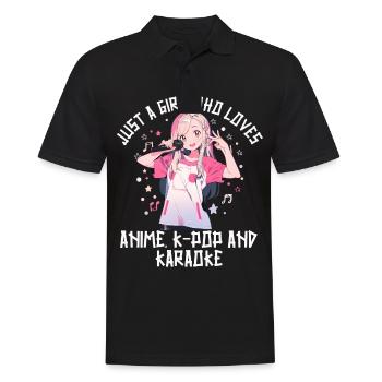 Juste une fille qui aime l’anime K-Pop et le karaoké - Polo Homme - noir - Devant - Kai (181cm)