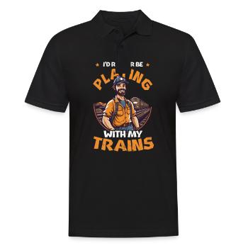 Le modélisme ferroviaire joue plutôt avec les trains - Polo Homme - noir - Devant - Kai (181cm)