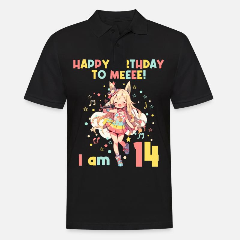Anime Mandga K-Pop KPop Mädchen 14. Geburtstag - Männer Poloshirt - Schwarz