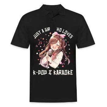 Juste une fille qui aime l’anime, la K-Pop et le karaoké - Polo Homme - noir - Devant - Kai (181cm)