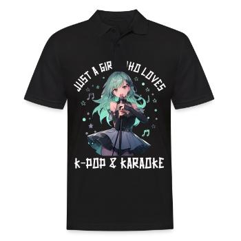 Juste une fille qui aime l’anime K-Pop et le karaoké - Polo Homme - noir - Devant - Kai (181cm)