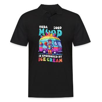 Vendeur de crème glacée Bonne humeur Sponsorisé par Ice Cream - Polo Homme - noir - Devant - Kai (181cm)
