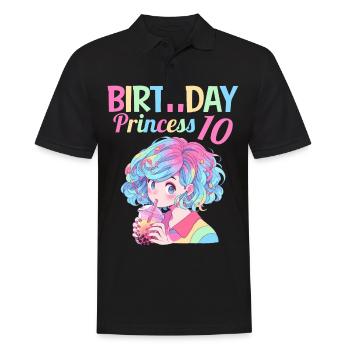 Anime Mandga Boba Bubble Tea 10. Geburtstag - Männer Poloshirt - Schwarz - Vorne - Kai (181cm)