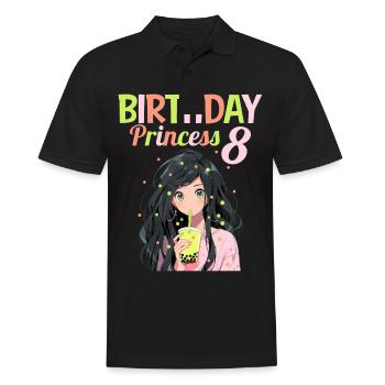 Anime Mandga Boba Bubble Tea 8ème anniversaire - Polo Homme - noir - Devant - Kai (181cm)