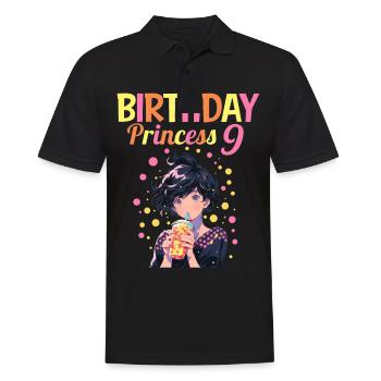 Anime Mandga Boba Bubble Tea 9ème anniversaire - Polo Homme - noir - Devant - Kai (181cm)