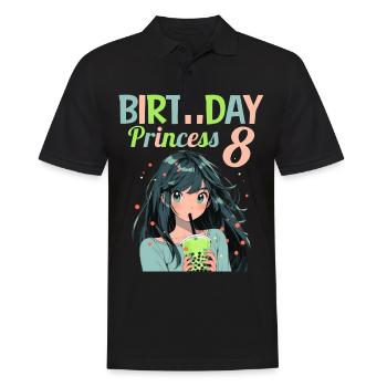 Anime Mandga Boba Bubble Tea 8ème anniversaire - Polo Homme - noir - Devant - Kai (181cm)