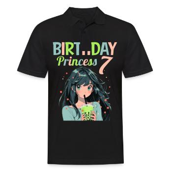 Anime Mandga Boba Bubble Tea 7ème anniversaire - Polo Homme - noir - Devant - Kai (181cm)