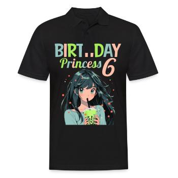 Anime Mandga Boba Bubble Tea 6ème anniversaire - Polo Homme - noir - Devant - Kai (181cm)