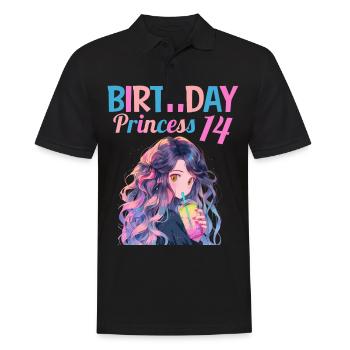 Anime Mandga Boba Bubble Tea 14. Geburtstag - Männer Poloshirt - Schwarz - Vorne - Kai (181cm)