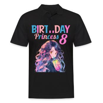 Anime Mandga Boba Bubble Tea 8ème anniversaire - Polo Homme - noir - Devant - Kai (181cm)