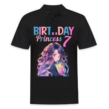 Anime Mandga Boba Bubble Tea 7ème anniversaire - Polo Homme - noir - Devant - Kai (181cm)