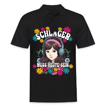 Schlager - Männer Poloshirt - Schwarz - Vorne - Kai (181cm)
