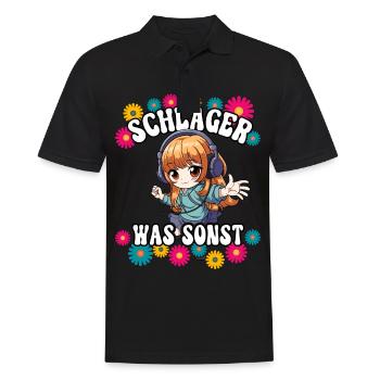 Schlager - Männer Poloshirt - Schwarz - Vorne - Kai (181cm)