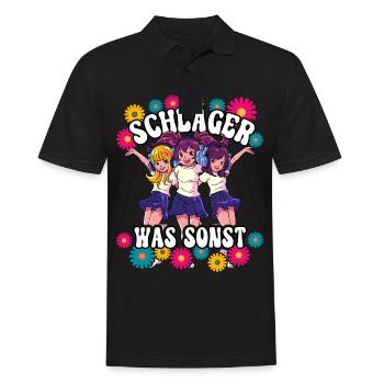 Schlager - Männer Poloshirt - Schwarz - Vorne - Kai (181cm)