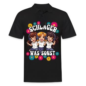 Schlager - Männer Poloshirt - Schwarz - Vorne - Kai (181cm)