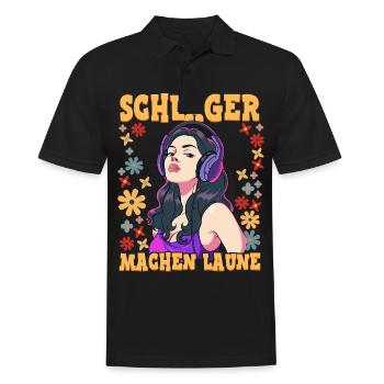 Schlager - Männer Poloshirt - Schwarz - Vorne - Kai (181cm)