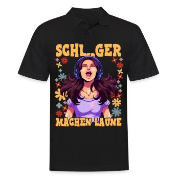 Schlager - Männer Poloshirt - Schwarz - Vorne - Kai (181cm)