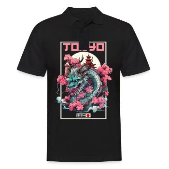 Tokio Asien 80er Japanischer Retro Drache Drachen - Männer Poloshirt - Schwarz - Vorne - Kai (181cm)