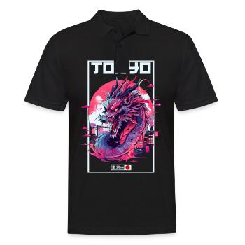Tokyo Asie 80s Dragon Dragon Rétro Japonais - Polo Homme - noir - Devant - Kai (181cm)
