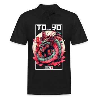 Tokio Asien 80er Japanischer Retro Drache Drachen - Männer Poloshirt - Schwarz - Vorne - Kai (181cm)