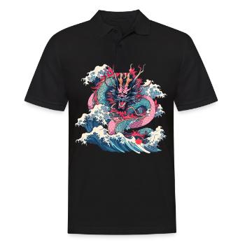 Tokio Asien 80er Japanischer Retro Drache Drachen - Männer Poloshirt - Schwarz - Vorne - Kai (181cm)