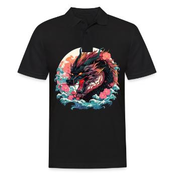 Tokio Asien 80er Japanischer Retro Drache Drachen - Männer Poloshirt - Schwarz - Vorne - Kai (181cm)